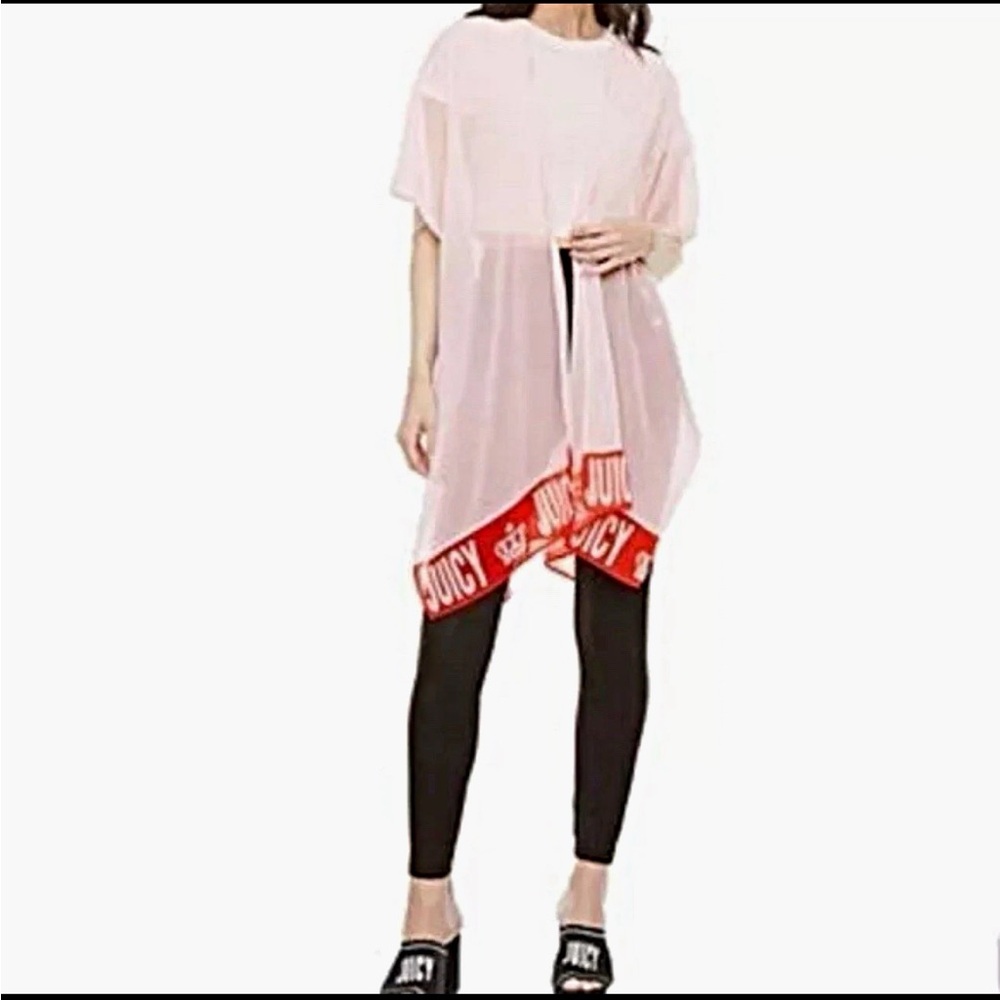 Juicy Couture Y2K Barbiecore
Sheer Pink Drape Kimono One Size Crown Logo Hem NWT